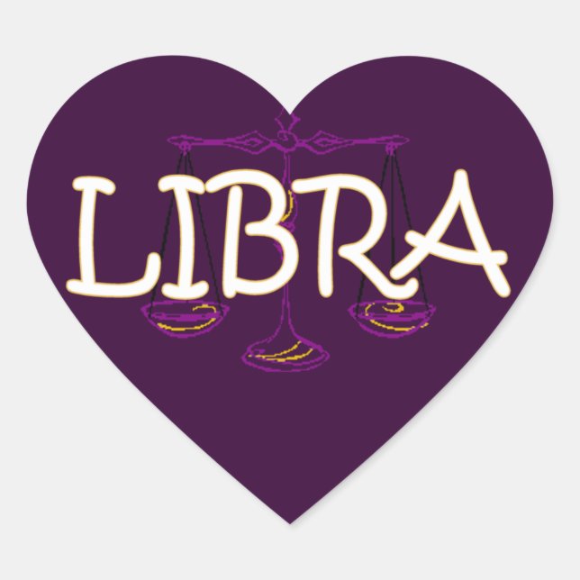 Libra zodiac heart sticker (Front)