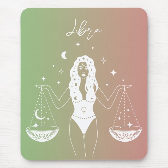 Libra zodiac horoscope star sign gradient mouse mat (Front)