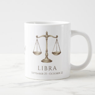 Libra Zodiac Personalised Name & Birth Date Large Coffee Mug