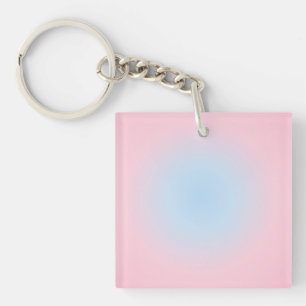 Libra Zodiac, Pink Blue Aura Gradient Key Ring