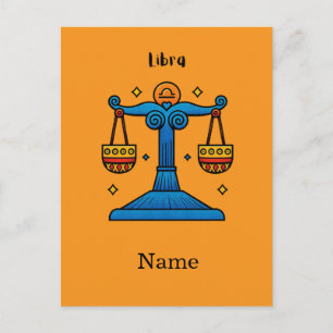 Libra Zodiac Retro Pop Art - Personalised Gift Postcard