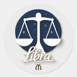 ⚖️ Libra Zodiac Scales Balance Symbol Minimal Classic Round Sticker