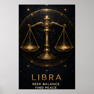 Libra Zodiac Scales Celestial Astrology Symbol Poster