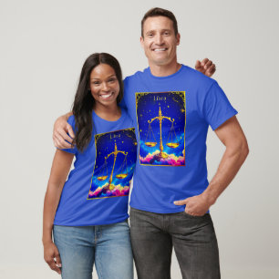 Libra Zodiac Scales in a Star-Filled Sky T-Shirt