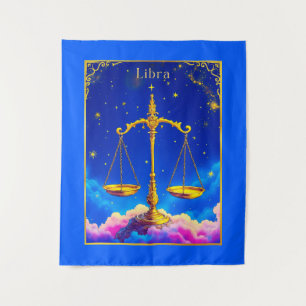 Libra Zodiac Scales in a Star-Filled Sky Tapestry