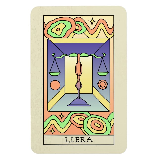 Libra Zodiac Sign Abstract Art Vintage Magnet (Vertical)