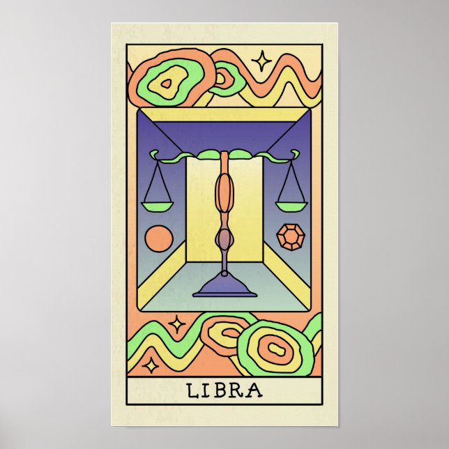 Libra Zodiac Sign Abstract Art Vintage Poster (Front)