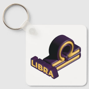 Libra Zodiac Sign and Text Design Key Ring