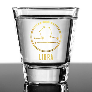 Libra Zodiac Sign Astrology Horoscope Gold Shot Glass