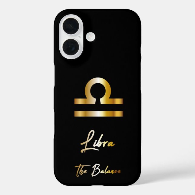 Libra Zodiac Sign, Black & Gold  Case-Mate iPhone Case (Back)