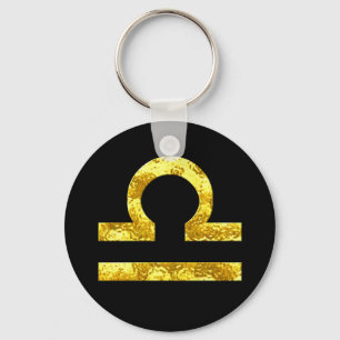 Libra Zodiac Sign Black Gold Symbol Key Ring