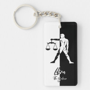 Libra Zodiac Sign, Black & White Keychain