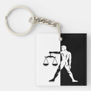 Libra Zodiac Sign, Black & White Keychain