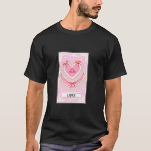 Libra Zodiac Sign Card Girly Coquette Bow Birthday T-Shirt