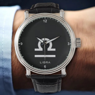 Libra Zodiac Sign Custom Name Text Simple Minimal Watch
