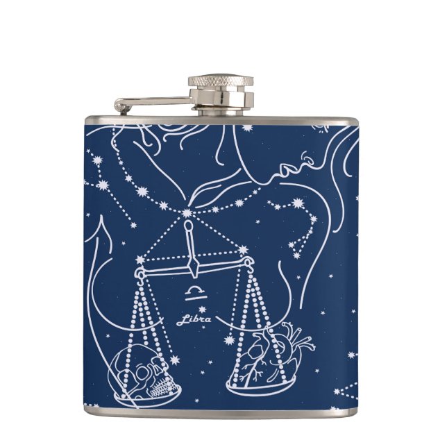 Libra zodiac sign hip flask (Front)