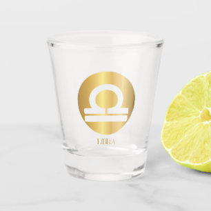 Libra Zodiac Sign in Gold Circle Shot Glass