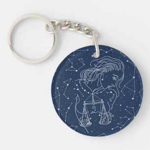 Libra Zodiac Sign Key Ring