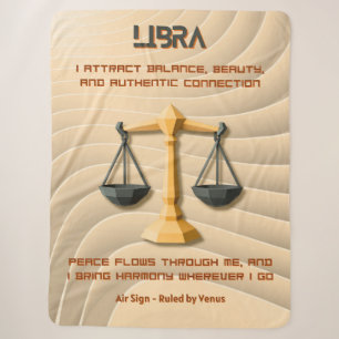 Libra Zodiac Sign Modern 3D Astrology Design Sherpa Blanket