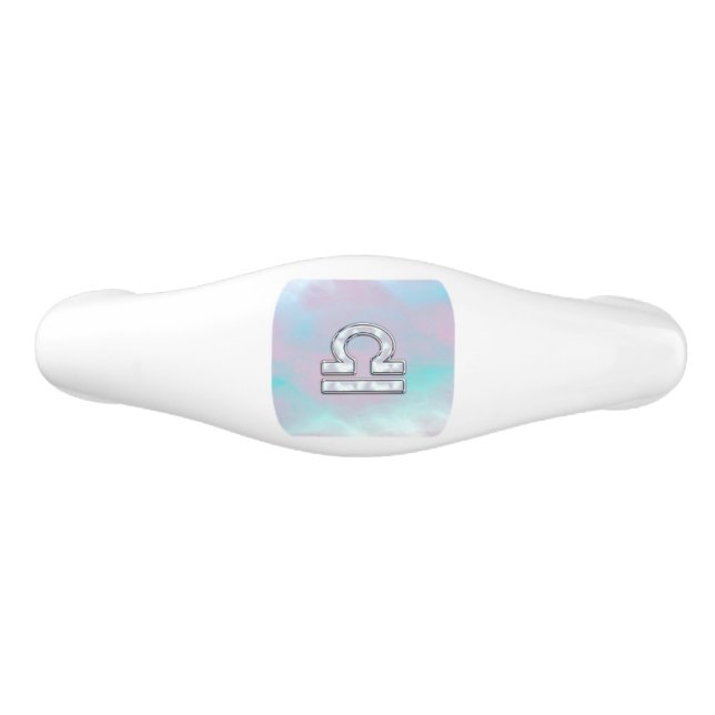 Libra Zodiac Sign Mother of Pearl Style Ceramic Drawer Pull (Front)