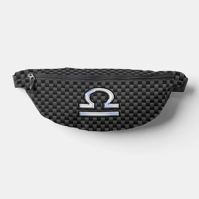 Libra Zodiac Sign on Black Carbon Fiber Print Bum Bags (Lay Down)