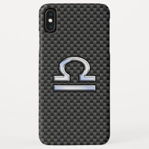 Libra Zodiac Sign on Black Carbon Fibre Print iPhone XS Max Case
