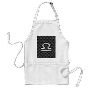Libra Zodiac Sign on Black Carbon Fibre Print Standard Apron