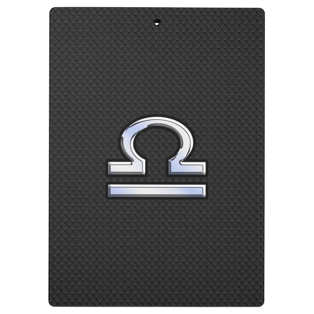 Libra Zodiac Sign on Black Snake Skin Decor Clipboard (Back)