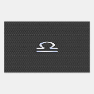 Libra Zodiac Sign on Black Snake Skin Decor Rectangular Sticker