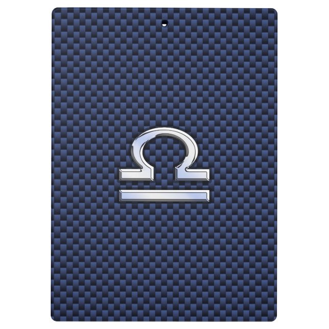 Libra Zodiac Sign on Blue Carbon Fiber Style Clipboard (Back)