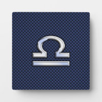 Libra Zodiac Sign on Blue Carbon Fiber Style