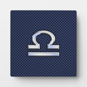 Libra Zodiac Sign on Blue Carbon Fiber Style Plaque