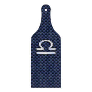 Libra Zodiac Sign on Blue Carbon Fibre Style Cutting Board
