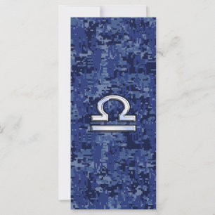 Libra Zodiac Sign on blue digital camo
