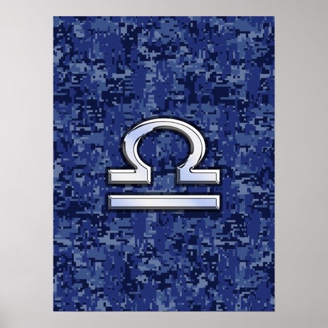 Libra Zodiac Sign on Blue Digital Camouflage (Front)