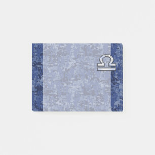 Libra Zodiac Sign on Blue Digital Camouflage Post-it Notes
