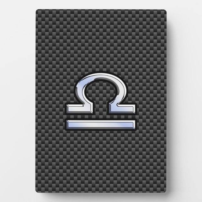 Libra Zodiac Sign on Carbon Fiber Style Plaque (Front)