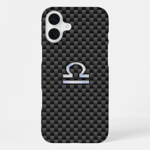 Libra Zodiac Sign on Carbon Fibre iPhone 16 Plus Case