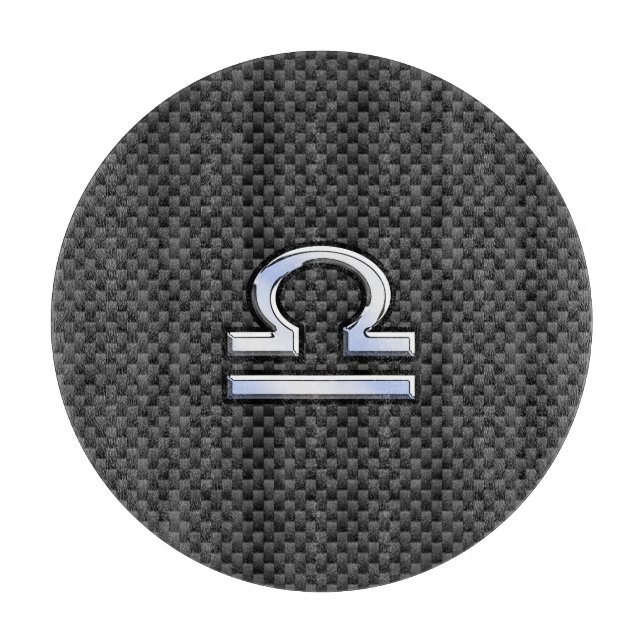 Libra Zodiac Sign on Carbon Fibre Style Cutting Board (Front)