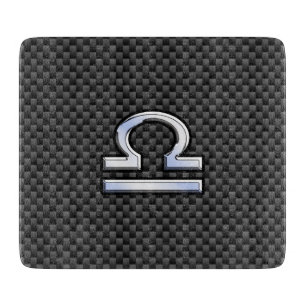 Libra Zodiac Sign on Carbon Fibre Style Cutting Board