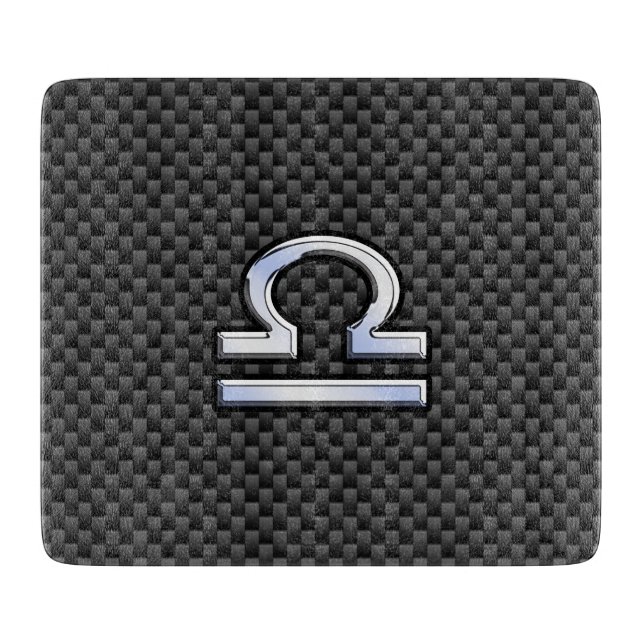 Libra Zodiac Sign on Carbon Fibre Style Cutting Board (Front)