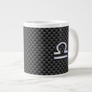 Libra Zodiac Sign on Carbon Fibre Style Large Coffee Mug