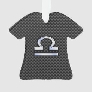 Libra Zodiac Sign on Carbon Fibre Style Ornament