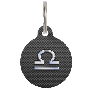 Libra Zodiac Sign on Carbon Fibre Style Pet Tag