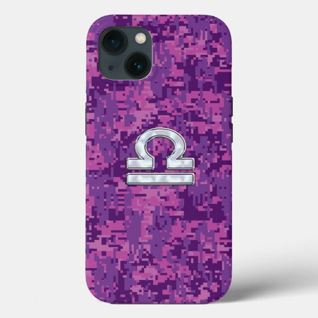 Libra Zodiac Sign on Fuchsia Camo Case-Mate iPhone Case (Back)
