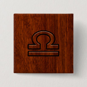 Libra Zodiac Sign on Mahogany Brown Style Print 15 Cm Square Badge
