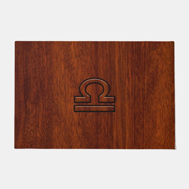 Libra Zodiac Sign on Mahogany Brown Style Print Doormat (Front)