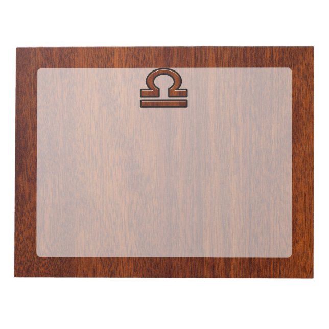Libra Zodiac Sign on Mahogany Style Decor Notepad (Front)