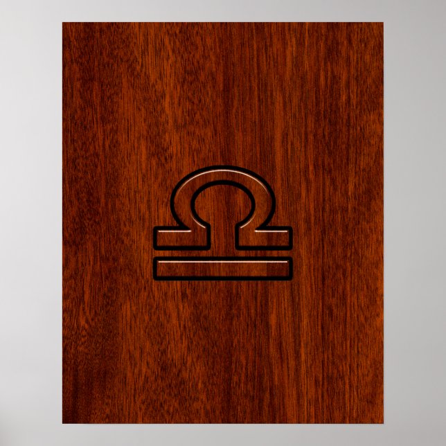 Libra Zodiac Sign on Mahogany Style Print (Front)