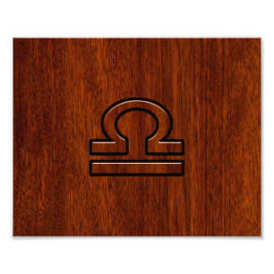 Libra Zodiac Sign on Mahogany Style Print